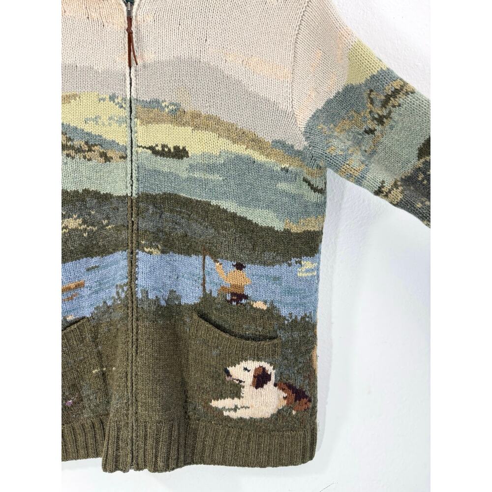Lauren Ralph Lauren  Hand Knit Lambswool Hoodie Sweater Equestrian Horse Scenic - Picture 6 of 15